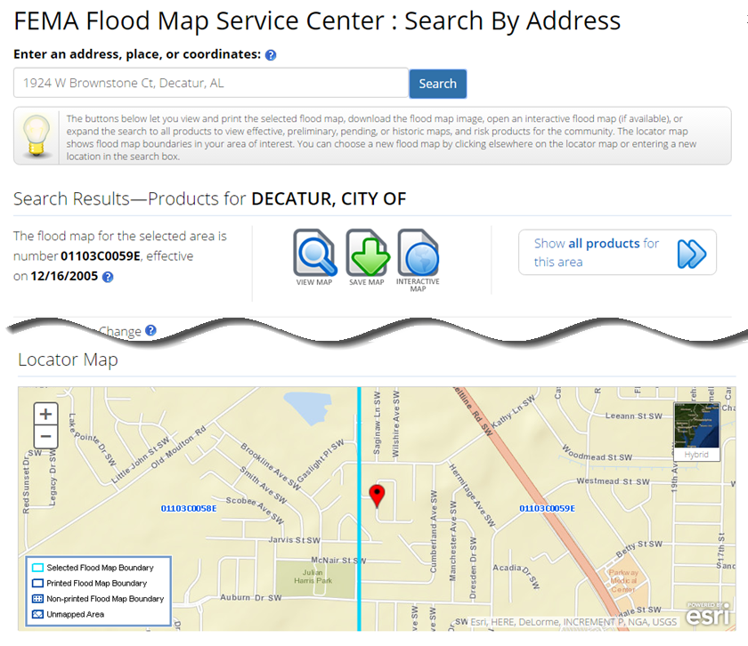 Flood Map Service Center – Search Results Page | Huntsville Civil